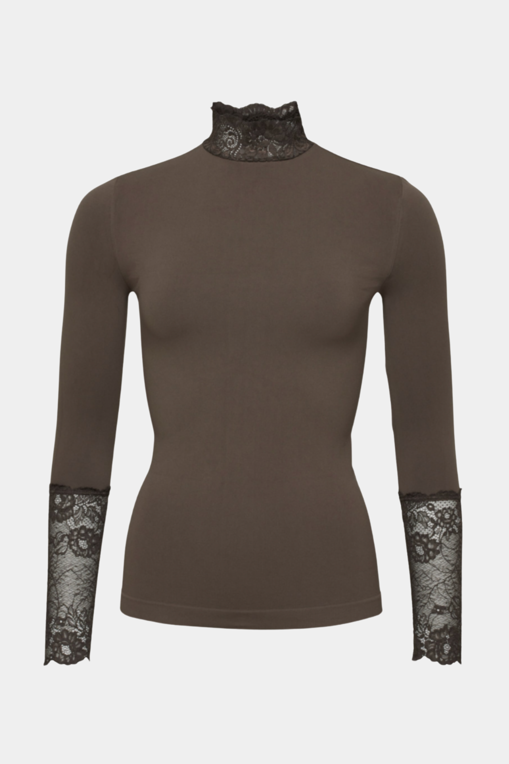 bluse, top, langærmet, blød, soft, microfiber, mikrofiber, åndbar, farveægte, blonde, blonder, høj hals, turtleneck, stram, tight, tætsiddende, feminin, undertrøje, hverdag, fest, fin, elegant, kvinde, dame, woman