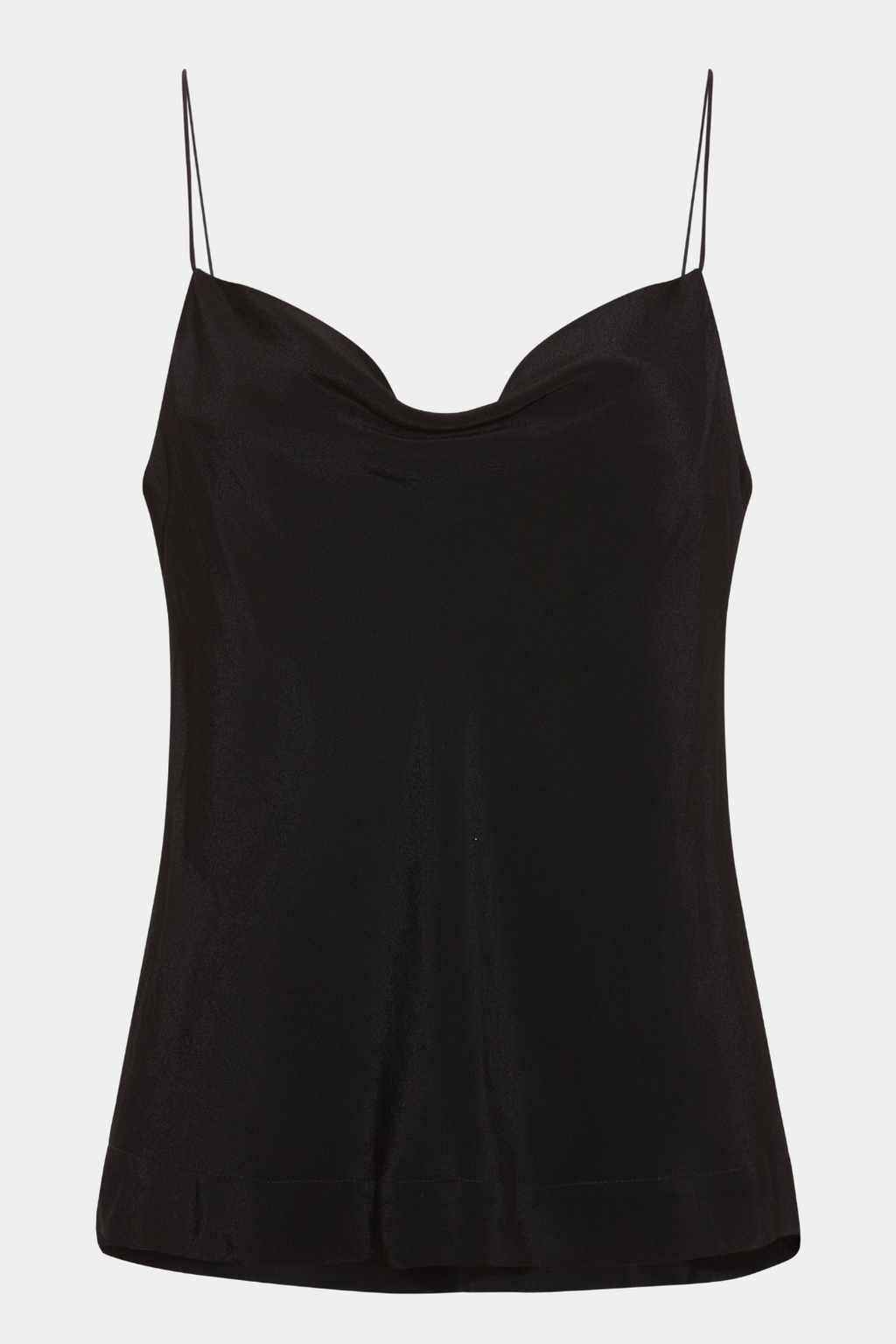 top, bluse, stroptop, spaghetti stropper, vandfals, løs, loose, luftig, let, elegant, fin, feminin, basic, basis, sort, black, fest, business, arbejde, work, kvinde, dame, woman