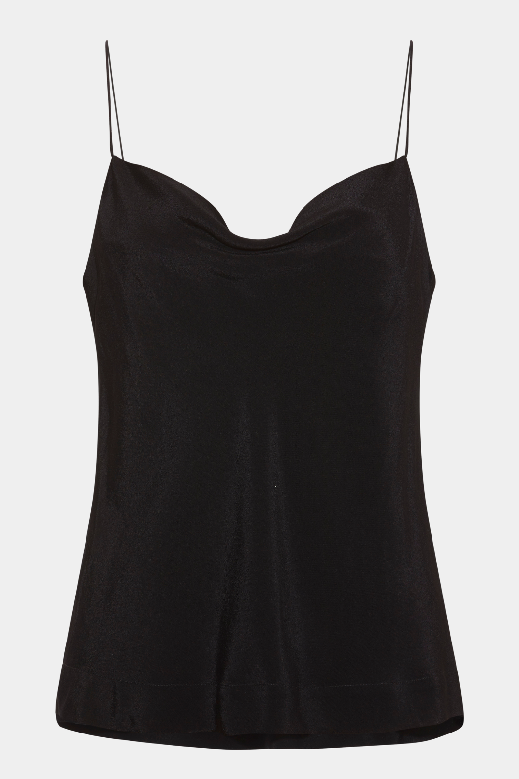top, bluse, stroptop, spaghetti stropper, vandfals, løs, loose, luftig, let, elegant, fin, feminin, basic, basis, sort, black, fest, business, arbejde, work, kvinde, dame, woman