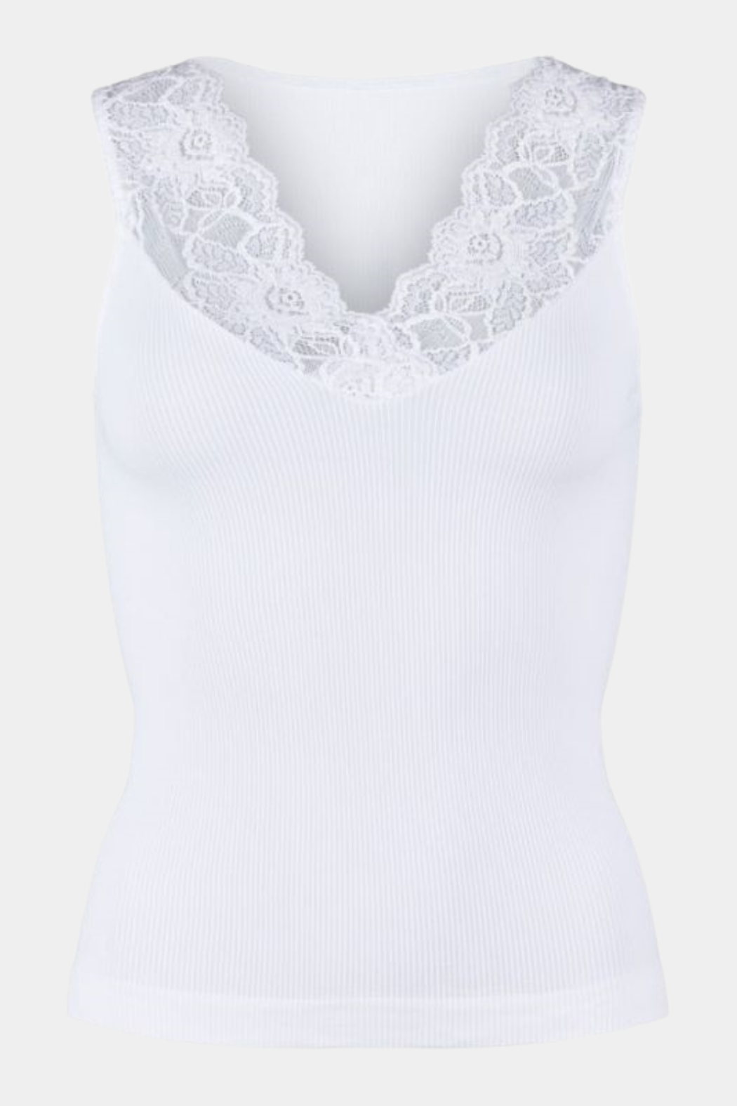 top, rib, blonde, blondekant, v-udskæring, microfiber, åndbar