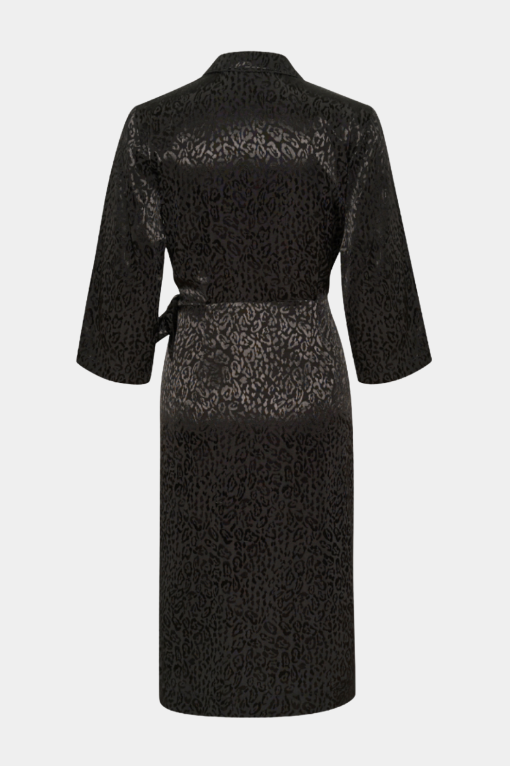 kjole, dress, midi, mellemlang, sloe, wrap, bindebånd, sort, leopard, Leo, mønster, blank, shiny, fin, smuk, elegant, klassisk, feminin, cool, rå, sej, sød, lækker, hverdag, fest, sommer, sol, viskose, let, 