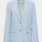 blazer, jakke, blazerjakke, habit, habitjakke, oversize, loose, løs, blue, blå, lyseblå, lys, meleret, revers, lommer, lang, casual, hverdag, fin, fest, elegant, feminin, cool, rå, business, arbejde, work, kvinde, dame, woman