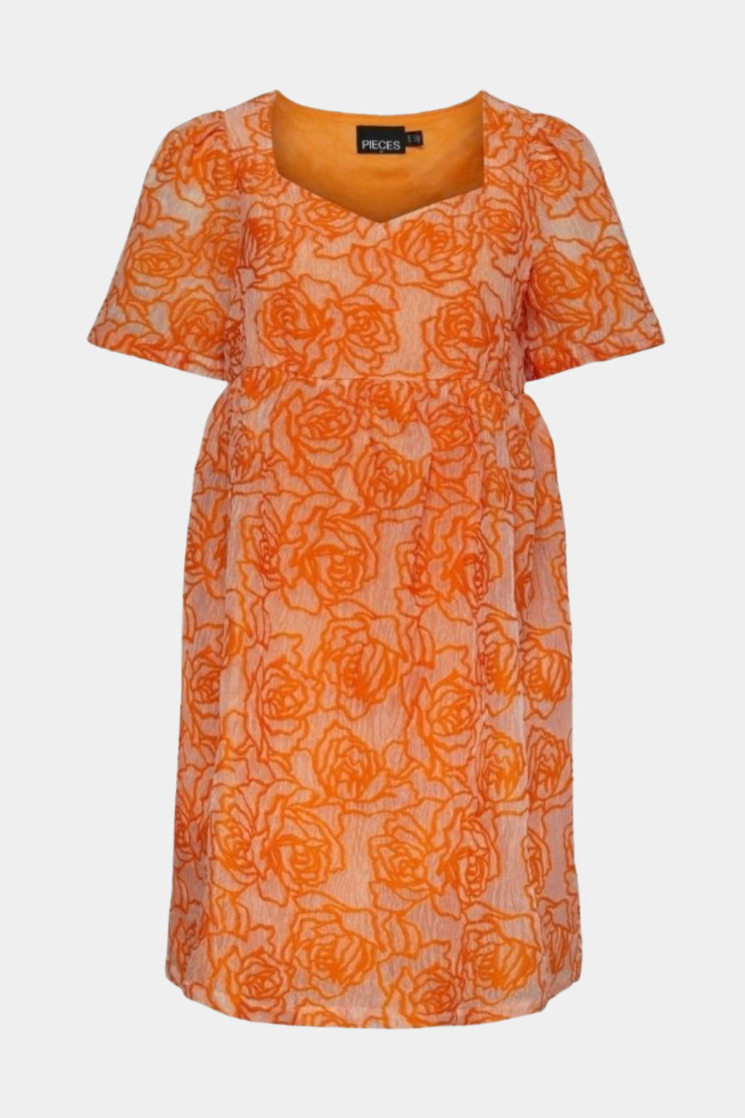 kjole, dress, midi, mellem, mesh, transparent, broderet, broderi, orange, koral, fin, smuk, elegant, klassisk, feminin, cool, rå, sej, musthave, hverdag, fest, sommer, sol
