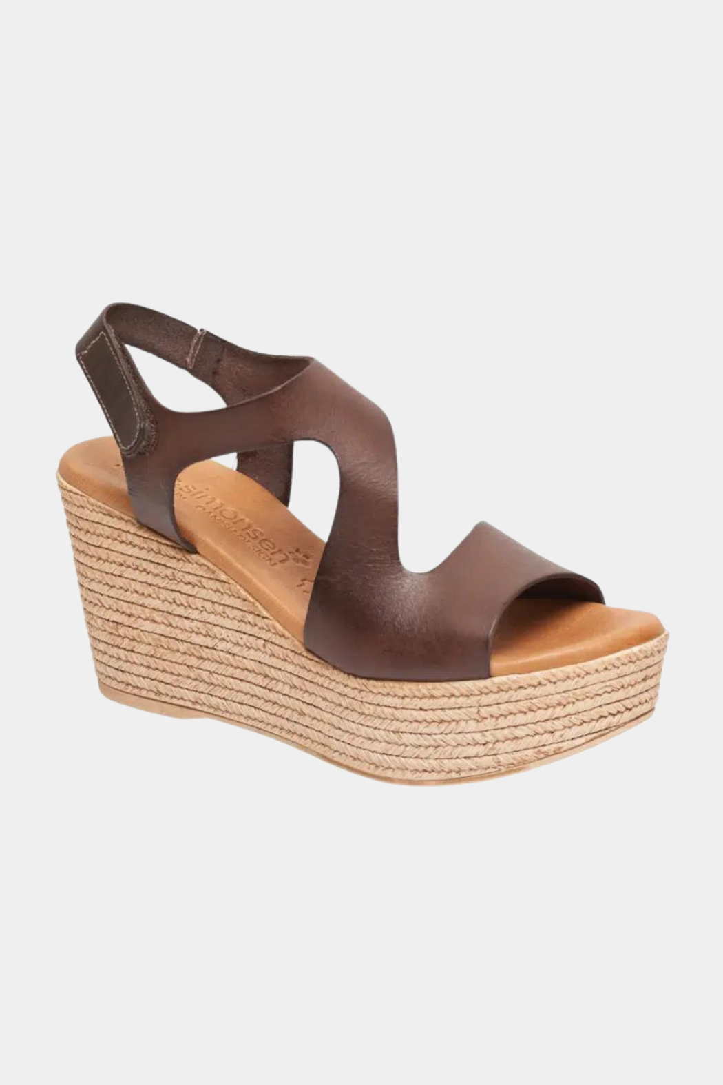 sandal, plateau, wedge, høj, heel, blok, læder, leather, uden syninger, seamless, velcro, blød, soft, behagelig, komfortabel, sommer, summer, sommersandal, elegant, fin, feminin, hverdag, fest, kvinde, dame, woman