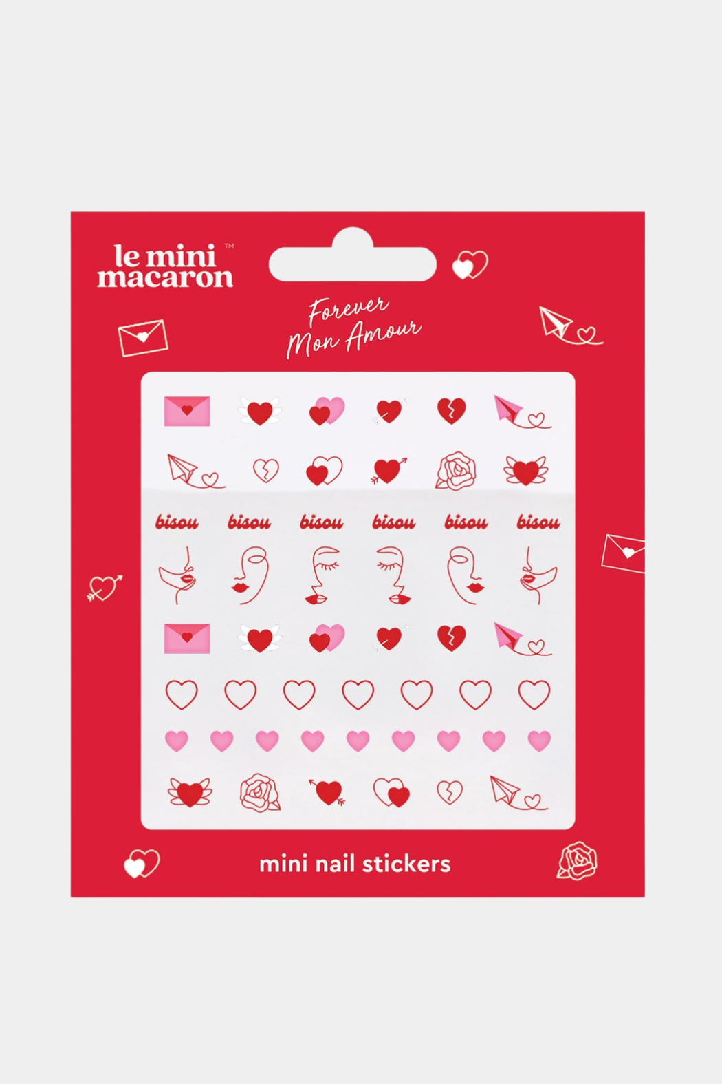 nail art, nailart, design, sticker, stickers, klistermærker, hjerter, heart, love, amour, rød, red, elegant, fin, feminin, manicure, pedicure, gel, polish, neglelak