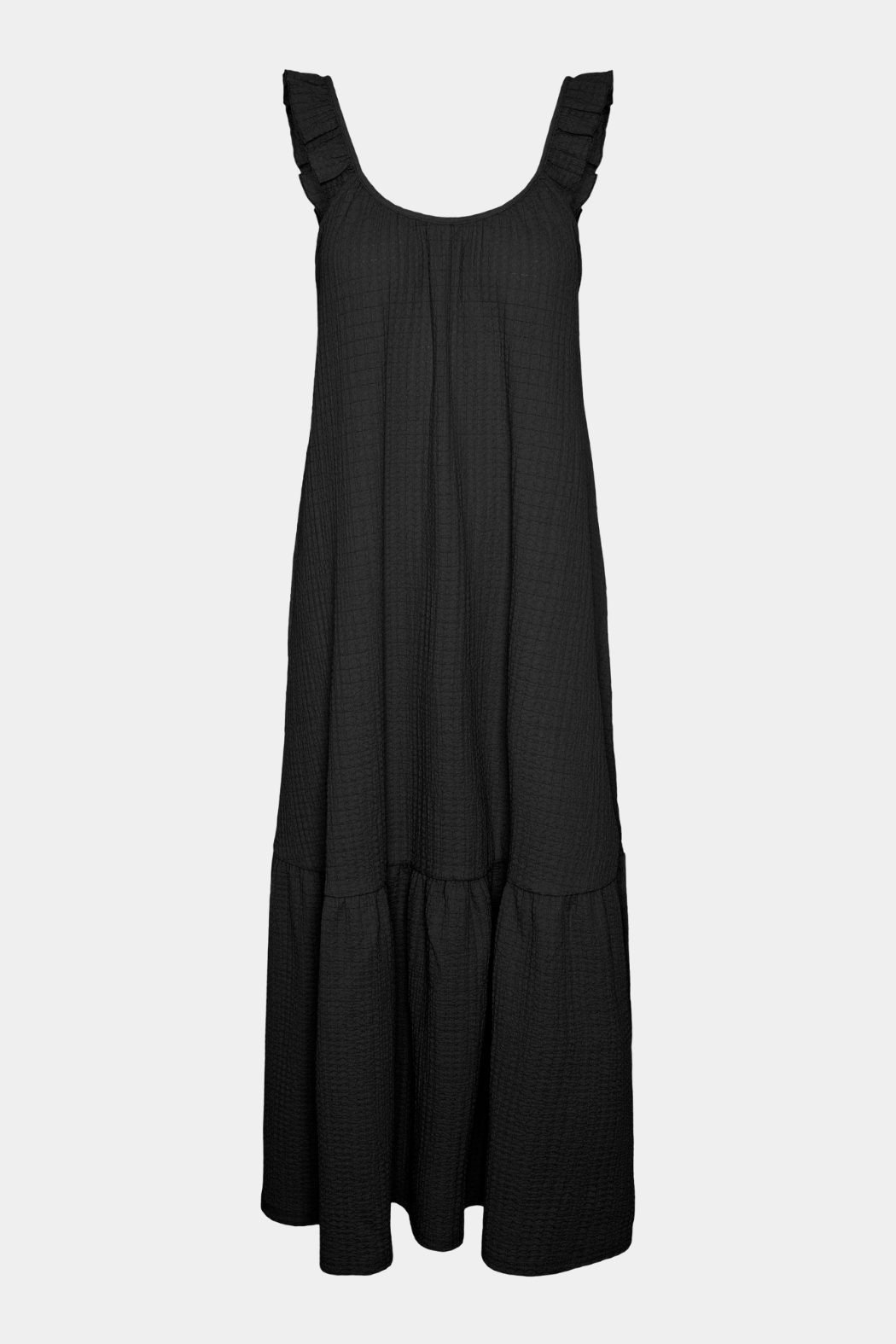 kjole, dress, midi, maxi, løs, loose, let, luftig, struktur, seer sucker, flæse, flæser, strop, stropkjoler, a-shape, sommerkjole, sommer, kvinde, dame, woman