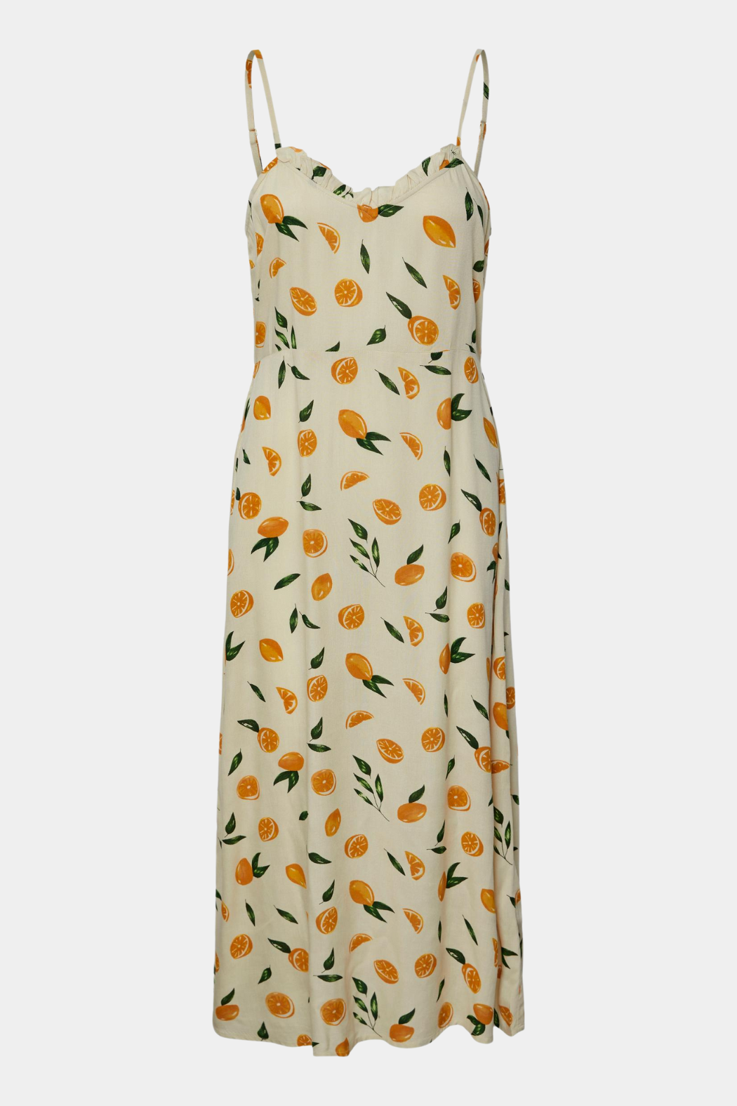 kjole, dres, stropkjoler, stripper, løs, loose, figur, facon, tætsiddende, beige, råhvid, appelsin, orange, frugt, fruit, midi, maxi, løs, let, luftig, elegant, fin, feminin, sommerkjole, basic, basis, kvinde, dame, woman
