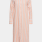 kjole, dress, skjortekjole, shirt dress, krave, stolpelukning, knaplukning, langærmet, natkjole, stribet, striber, stripe, koral, fersken, beige, grå, grey, sommer, sommerkjole, elegant, fin, feminin, hverdag, fest, blød, soft, bomuld, cotton, let, luftig, kvinde, dame, woman, basic, basis