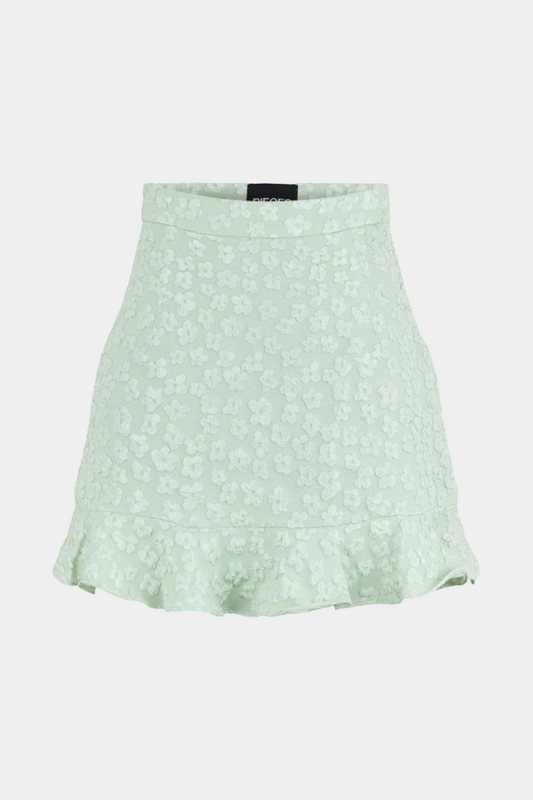 nederdel, skirt, blomster, grøn, støvet, flæse, flæser, fin, smuk, elegant, klassisk, feminin, cool, rå sej, skøn, musthave, sommer, sol, strand, hverdag fest