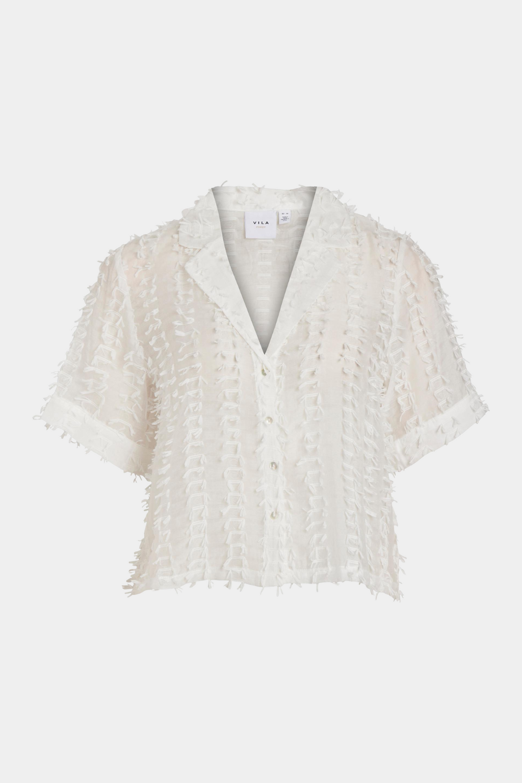 skjorte, shirt, blouse, bluse, revers, frynser, fjer, feather, kortærmet, t-shirt, hvid, white, transparent, gennemsigtig, sommer, sommerskjorte, summer shirt, summer, elegant, fin, feminin, kvinde, dame, woman