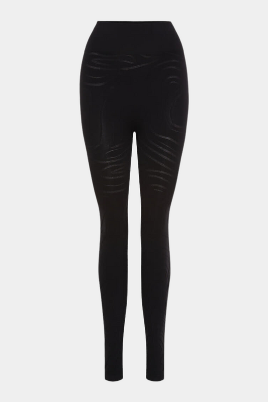 legging, leggings, gamacher, sort, black, mønster, print, shape, shapewear, stram ind, elastik, tætsiddende, blød, soft, stretchy, stræk, hverdag, hygge, hjemme, kvinde, dame, woman